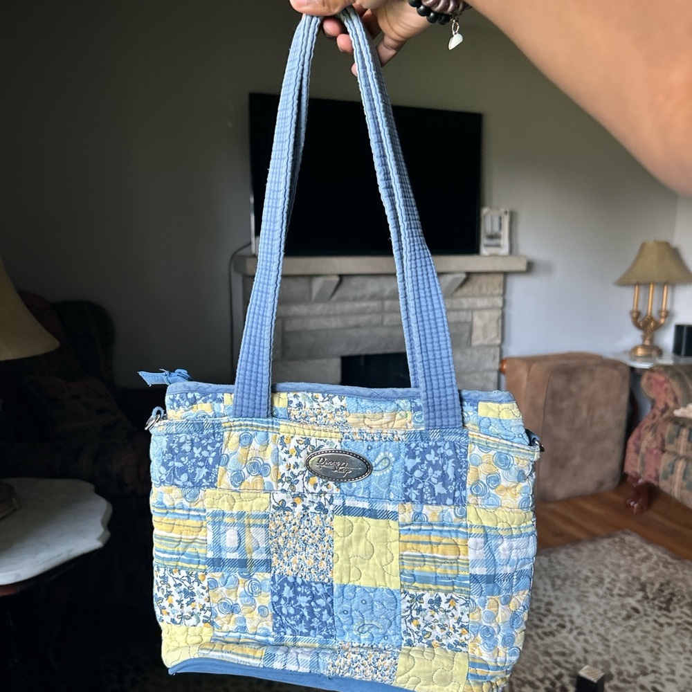 Donna Sharp blue and yellow tote and wallet